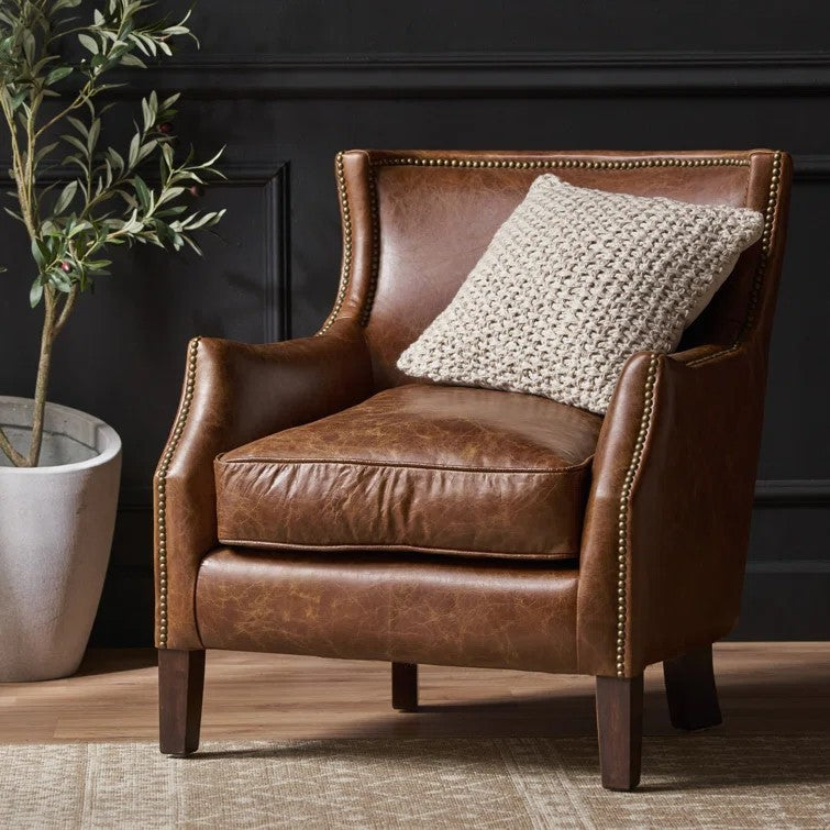 Single Sofa Brown Fabric