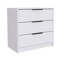 Washington Three Drawer Dresser White White Bedroom American Design,Modern Pine Pine Engineered Wood