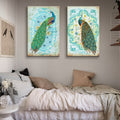 2 Panels Framed Elegant Green Peacock Canvas Wall Art Decor,2 Pieces Mordern Canvas Decoration Painting For Office,Dining Room,Living Room, Bedroom Decor Ready To Hang Rectangle Framed Multicolor Oversized 41In Canvas Animals