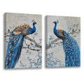 2 Panels Framed Elegant Green Peacock Canvas Wall Art Decor,2 Pieces Mordern Canvas Decoration Painting For Office,Dining Room,Living Room, Bedroom Decor Ready To Hang Rectangle Framed Multicolor Oversized 41In Canvas Animals