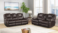 Hong Kong 2 Piece Power Reclining Sofa Set Made With Faux Leather In Brown Brown Faux Leather Metal Primary Living Space Medium Soft Cushion Back Contemporary,Modern Solid Wood Mdf Wood 5 Seat