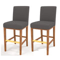 Set Of 2 30.25'' Contemporary Fabric Bar Stool, Dark Grey Dark Grey Fabric