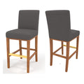 Set Of 2 30.25'' Contemporary Fabric Bar Stool, Dark Grey Dark Grey Fabric