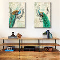 2 Panels Framed Elegant Green Peacock Canvas Wall Art Decor,2 Pieces Mordern Canvas Decoration Painting For Office,Dining Room,Living Room, Bedroom Decor Ready To Hang Rectangle Framed Multicolor Oversized 41In Canvas Animals