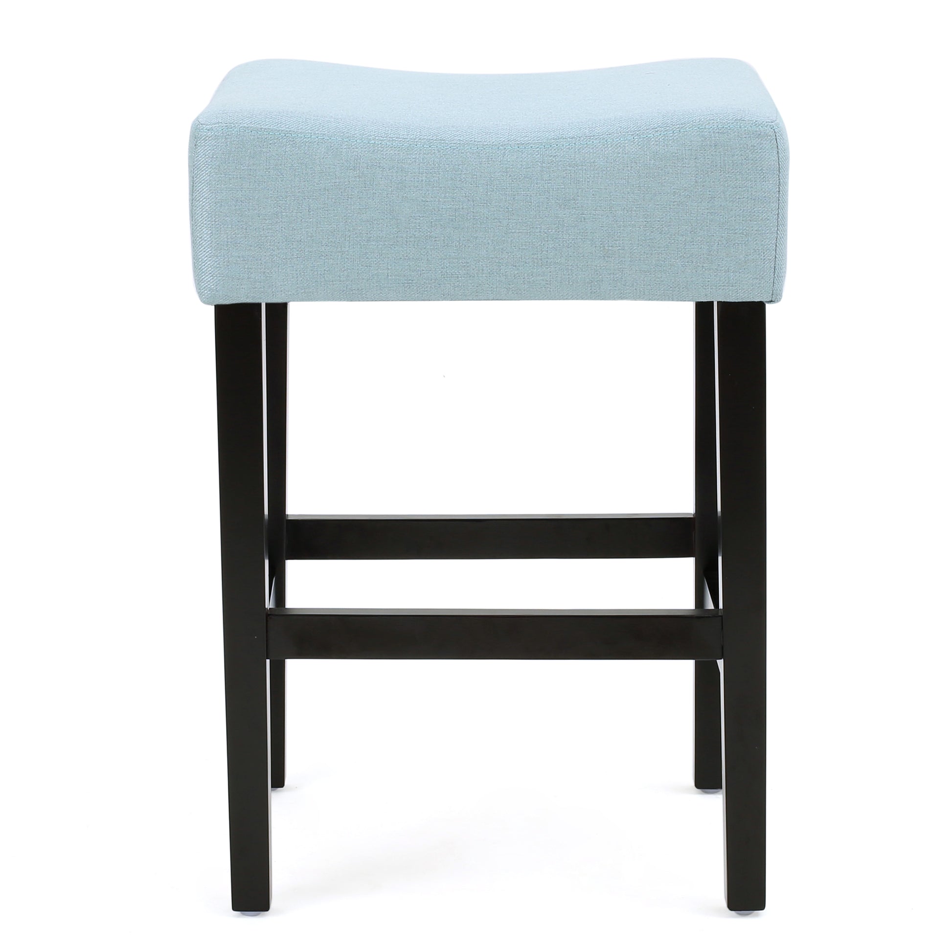 Set Of 2, 26.75" Backless Leather Counter Height Barstool, Light Blue Light Blue Fabric