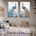 2 Panels Framed Elegant Peacock Canvas Wall Art Decor,2 Pieces Mordern Canvas Decoration Painting For Office,Dining Room,Living Room, Bedroom Decor Ready To Hang Rectangle Framed Multicolor Oversized 41In Canvas Animals