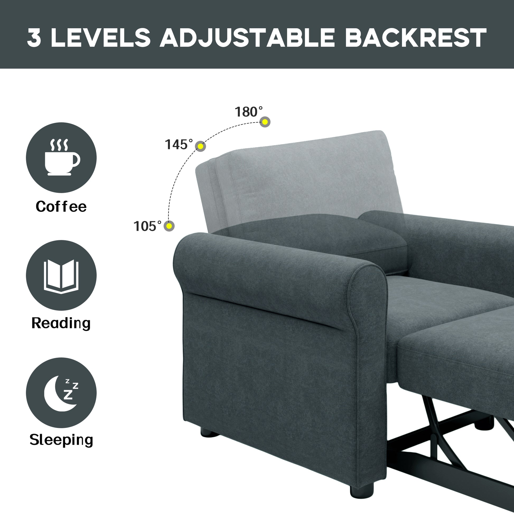3 In 1 Sofa Bed Chair, Convertible Sleeper Chair Bed,Adjust Backrest Into A Sofa,Lounger Chair,Single Bed,Modern Chair Bed Sleeper For Adults,Deep Blue Old Sku:Wf301161Aad Dark Blue Linen
