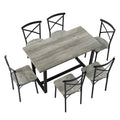 7 Pieces Dining Set 7 Piece Kitchen Table Set Perfect For Kitchen, Breakfast Nook, Living Room Occasions Gray Seats 6 Mdf Iron