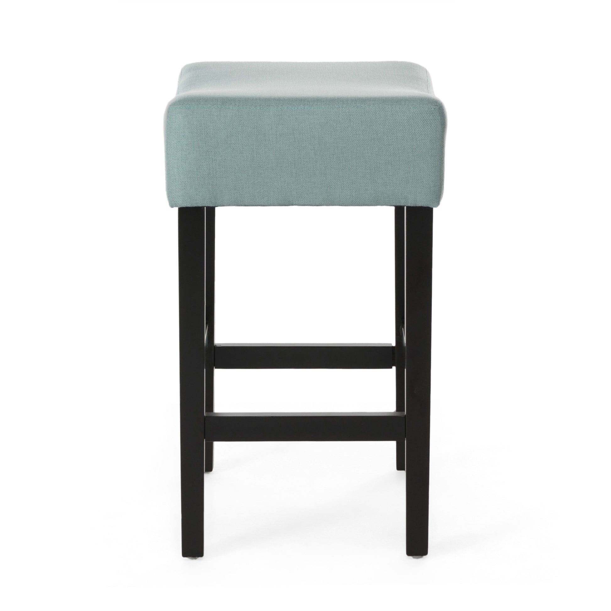 Set Of 2, 26.75" Backless Leather Counter Height Barstool, Light Blue Light Blue Fabric