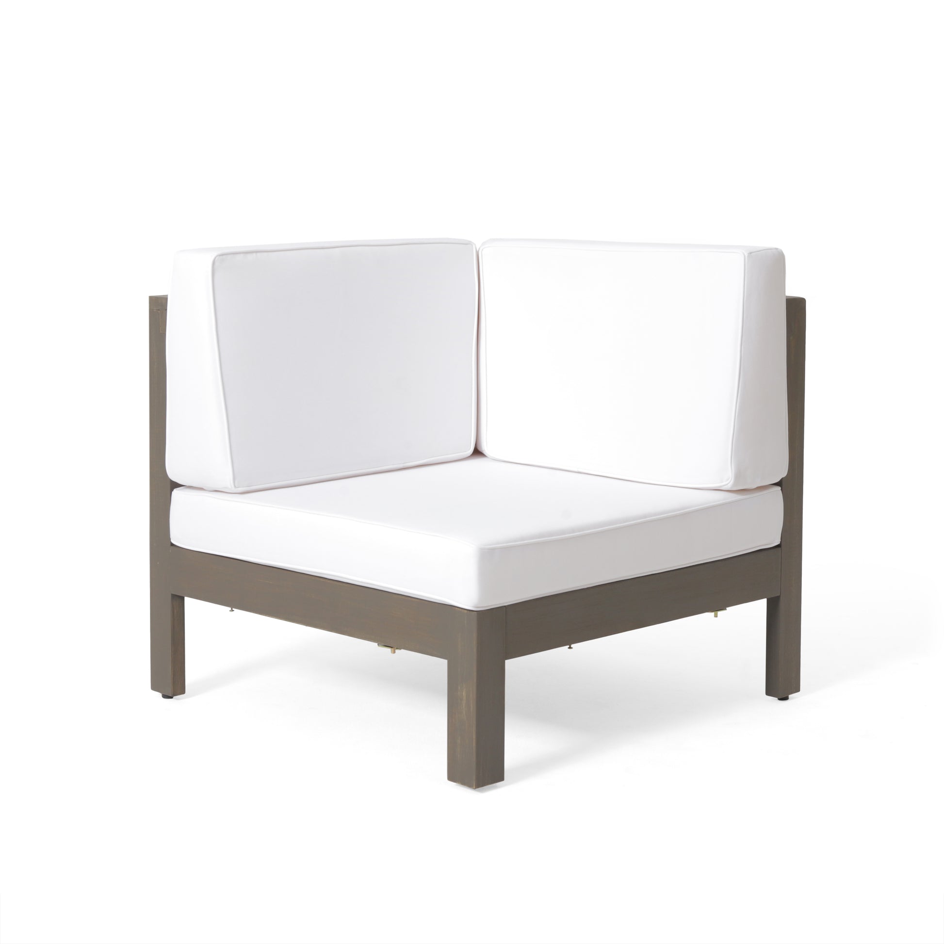 Oana 5 Piece V Shape Sofa Set, White White Acacia Wood