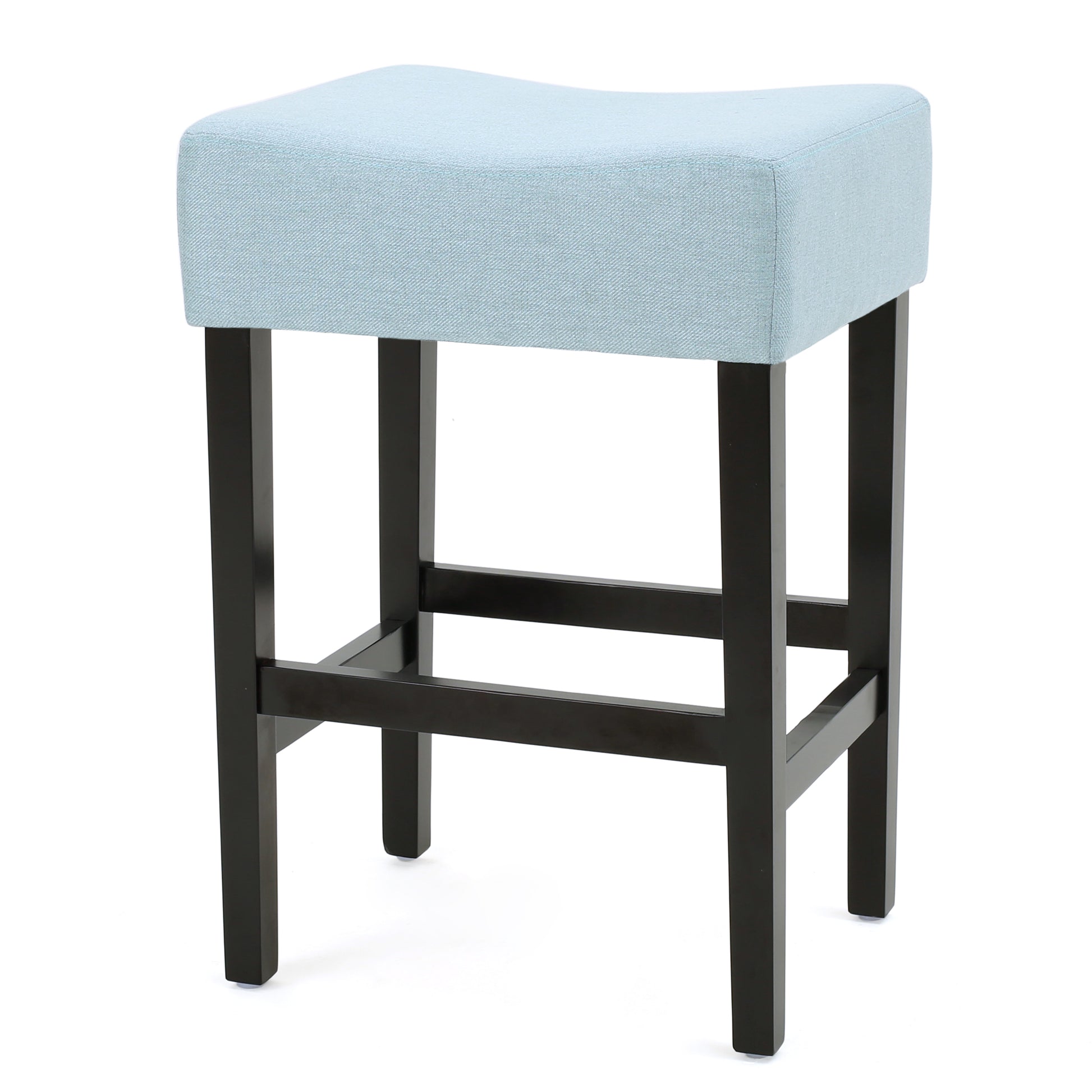 Set Of 2, 26.75" Backless Leather Counter Height Barstool, Light Blue Light Blue Fabric