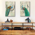 2 Panels Framed Elegant Green Peacock Canvas Wall Art Decor,2 Pieces Mordern Canvas Decoration Painting For Office,Dining Room,Living Room, Bedroom Decor Ready To Hang Rectangle Framed Multicolor Oversized 41In Canvas Animals