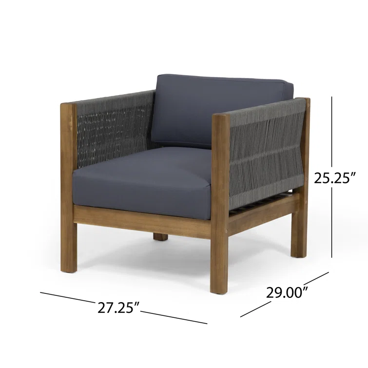 Laurel Outdoor 4 Seater Chat Set Seat & Coffee Table & Club Chair Teak Acacia Wood