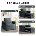 3 In 1 Sofa Bed Chair, Convertible Sleeper Chair Bed,Adjust Backrest Into A Sofa,Lounger Chair,Single Bed,Modern Chair Bed Sleeper For Adults,Deep Blue Old Sku:Wf301161Aad Dark Blue Linen