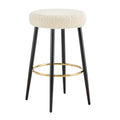 Counter Height Bar Stools Set Of 2, Pu Kitchen Stools Upholstered Dining Chair Stools 24 Inches Height With Golden Footrest For Kitchen Island Coffee Shop Bar Home Balcony Berber Fleece Cushion Alloy Steel Antique White Kitchen Foam Dry Clean Round Bar