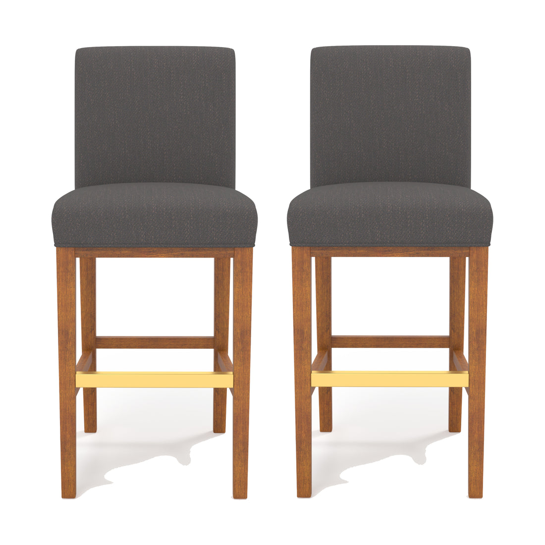 Set Of 2 30.25'' Contemporary Fabric Bar Stool, Dark Grey Dark Grey Fabric