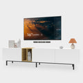 Video Tv Console With Big Storage Cabinets, Modern Tv Stand With Yellow And Ivory Contrasting Colors, Wireless Charging Entertainment Center For Living Room And Bedroom White, For 80 Inches White White Primary Living Space 70 79 Inches 70 79 Inches