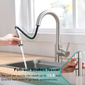 Sink Faucet, Brushed Nickel Kitchen Faucets With Pull Down Sprayer, Bathroom Sink Faucets Mini Bar Prep Faucet Brushed Nickel Kitchen Classic,Contemporary,Modern Ceramic Stainless Steel