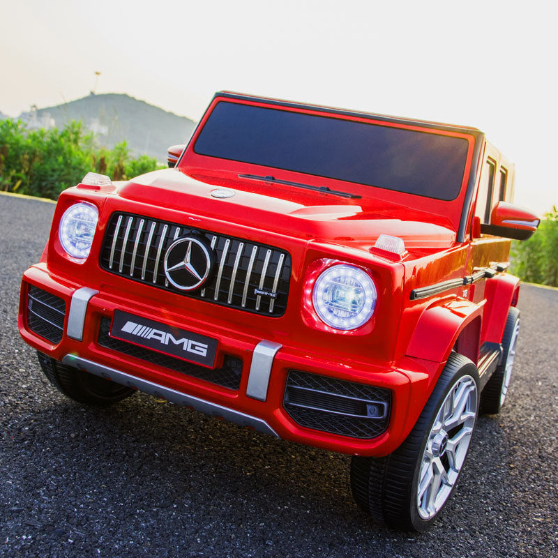 Licensed Mercedes Benz G63 Kids Ride On Car, 12V Electric Vehicle With Remote Control, Double Open Doors, Music, Bluetooth, Wheels Suspension, Battery Powered For Children Boy Girl Red Red Polyethylene