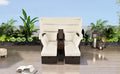 2 Seater Outdoor Patio Daybed Outdoor Double Daybed Outdoor Loveseat Sofa Set With Foldable Awning And Cushions For Garden, Balcony, Poolside, Beige Yes Beige Water Resistant Frame Water Resistant Cushion Garden & Outdoor Sectional Seating Groups Foam