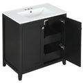 30Inch Freestanding Bathroom Vanity Combo With Ceramic Sink Shaker Style Vanities 2 Doors And 2 Drawers Black Bathroom Solid Wood Mdf