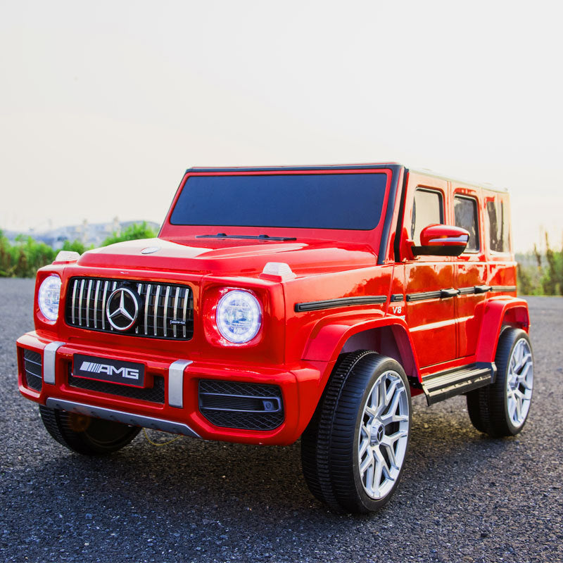 Licensed Mercedes Benz G63 Kids Ride On Car, 12V Electric Vehicle With Remote Control, Double Open Doors, Music, Bluetooth, Wheels Suspension, Battery Powered For Children Boy Girl Red Red Polyethylene