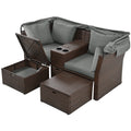 2 Seater Outdoor Patio Daybed Outdoor Double Daybed Outdoor Loveseat Sofa Set With Foldable Awning And Cushions For Garden, Balcony, Poolside, Grey Yes Grey Water Resistant Frame Water Resistant Cushion Garden & Outdoor Sectional Seating Groups Foam