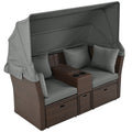 2 Seater Outdoor Patio Daybed Outdoor Double Daybed Outdoor Loveseat Sofa Set With Foldable Awning And Cushions For Garden, Balcony, Poolside, Grey Yes Grey Water Resistant Frame Water Resistant Cushion Garden & Outdoor Sectional Seating Groups Foam