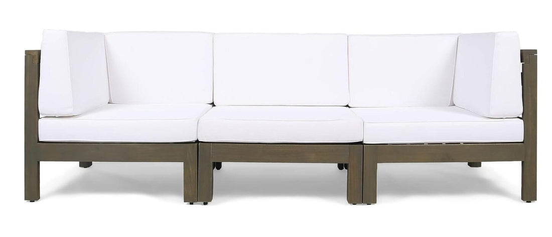 Oana 3 Piece Sofa Set, White White Acacia Wood