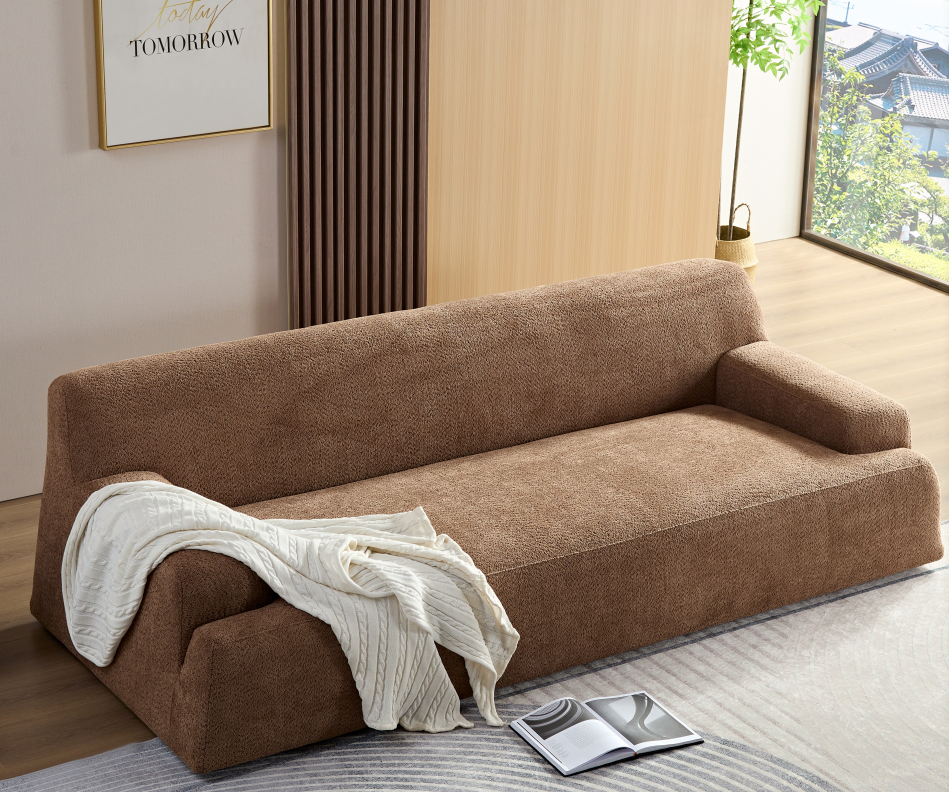 Wks9 Camel Sofa, Modern Simplicity, Durable Fabric, Solid Wood Frame, High Density Sponge Filler Camel Fabric