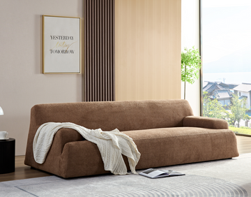 Wks9 Camel Sofa, Modern Simplicity, Durable Fabric, Solid Wood Frame, High Density Sponge Filler Camel Fabric