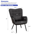 Leather Armchair, Modern Accent Chair High Back, Living Room Chairs With Metal Legs And Soft Padded, Sofa Chairs For Home Office,Bedroom,Dining Room Grey 1Pc Grey Bonded Leather
