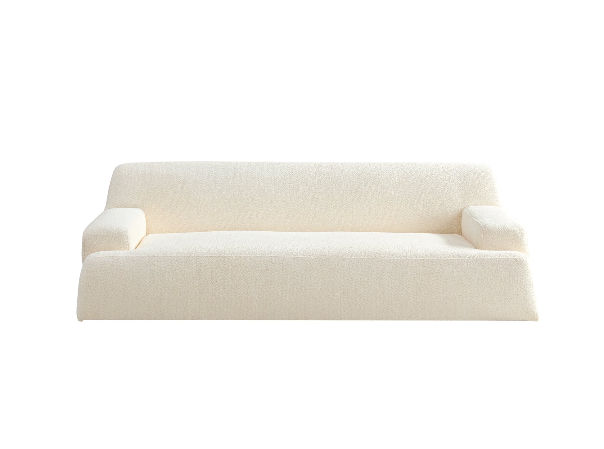 Wks9 White Sofadurable Fabric, Solid Wood Frame, High Density Sponge Filler White Fabric 3 Seat