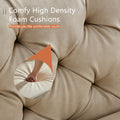 Wks5G Elegant Beige Leather Main Color, The Sofa Presents A Calm And Elegant Appearance Gray Leather 3 Seat