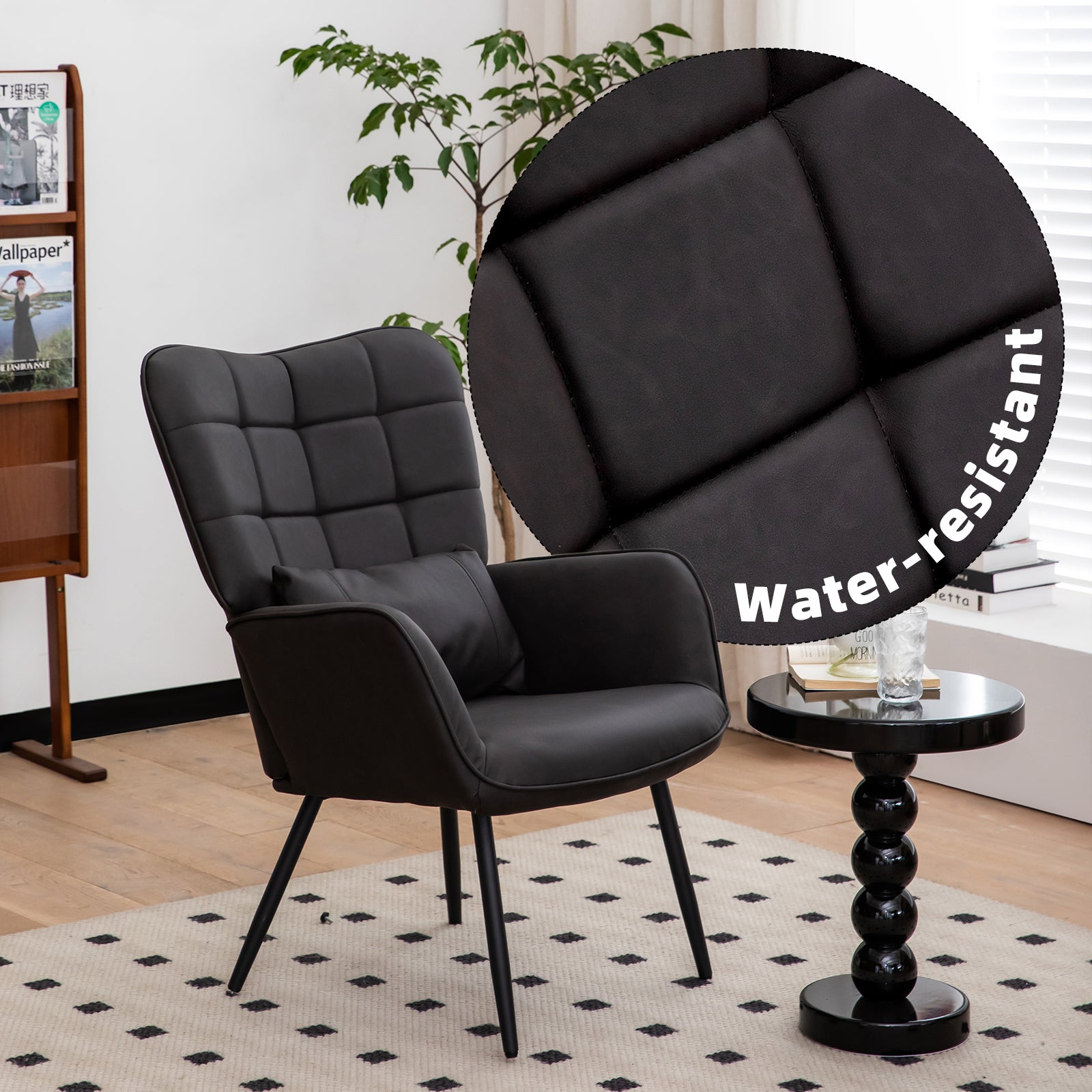 Leather Armchair, Modern Accent Chair High Back, Living Room Chairs With Metal Legs And Soft Padded, Sofa Chairs For Home Office,Bedroom,Dining Room Grey 1Pc Grey Bonded Leather