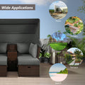 2 Seater Outdoor Patio Daybed Outdoor Double Daybed Outdoor Loveseat Sofa Set With Foldable Awning And Cushions For Garden, Balcony, Poolside, Grey Yes Grey Water Resistant Frame Water Resistant Cushion Garden & Outdoor Sectional Seating Groups Foam