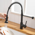 Commercial Black Kitchen Faucet With Pull Down Sprayer, Single Handle Single Lever Kitchen Sink Faucet Black Kitchen Contemporary Ceramic Brass