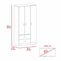 Austral 3 Door Armoire With Drawers, Shelves, And Hanging Rod White White White Bedroom Modern Particle Board Particle Board