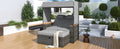 2 Piece Rattan Outdoor Patio Bench Lounge Roof Set, Effective Uv Protection Fabric & Waterproof Cushions And Adjustable Backrest For Garden, Backyard And Porch Grey Wicker Grey Fabric Lounge Grey Garden & Outdoor 2 Person Seating Group Rattan Waterproof