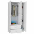 Austral 3 Door Armoire With Drawers, Shelves, And Hanging Rod White White White Bedroom Modern Particle Board Particle Board