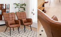 Bonded Leather Armchair, Modern Accent Chair High Back, Living Room Chairs With Metal Legs And Soft Padded, Sofa Chairs For Home Office,Bedroom,Dining Room Brown 1Pc Brown Bonded Leather