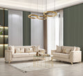 Luna 2Pc Modern Living Room Set In Ivory Ivory Velvet Wood Primary Living Space Contemporary,Modern Upholstered Wood 5 Seat