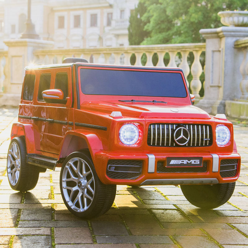 Licensed Mercedes Benz G63 Kids Ride On Car, 12V Electric Vehicle With Remote Control, Double Open Doors, Music, Bluetooth, Wheels Suspension, Battery Powered For Children Boy Girl Red Red Polyethylene