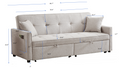 83.47 Inch Large Size Ivory Fabric 3 In 1 Convertible Sleeper Sofa Bed, For Living Room, Bedroom, Apartment, Office Ivory Fabric