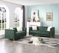 Tufted Upholstery 2 Pc Living Room Set Finished In Velvet Fabric In Green Green Velvet Wood Primary Living Space Soft Tufted Back Modern Rolled Arms Foam Wood 5 Seat