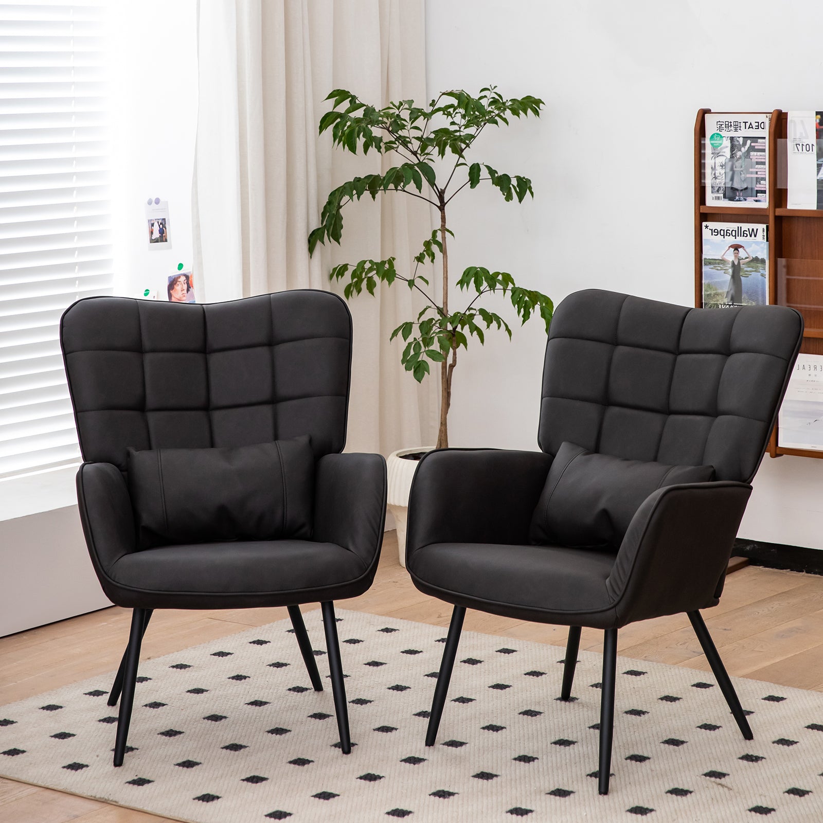 Leather Armchair, Modern Accent Chair High Back, Living Room Chairs With Metal Legs And Soft Padded, Sofa Chairs For Home Office,Bedroom,Dining Room Grey 1Pc Grey Bonded Leather