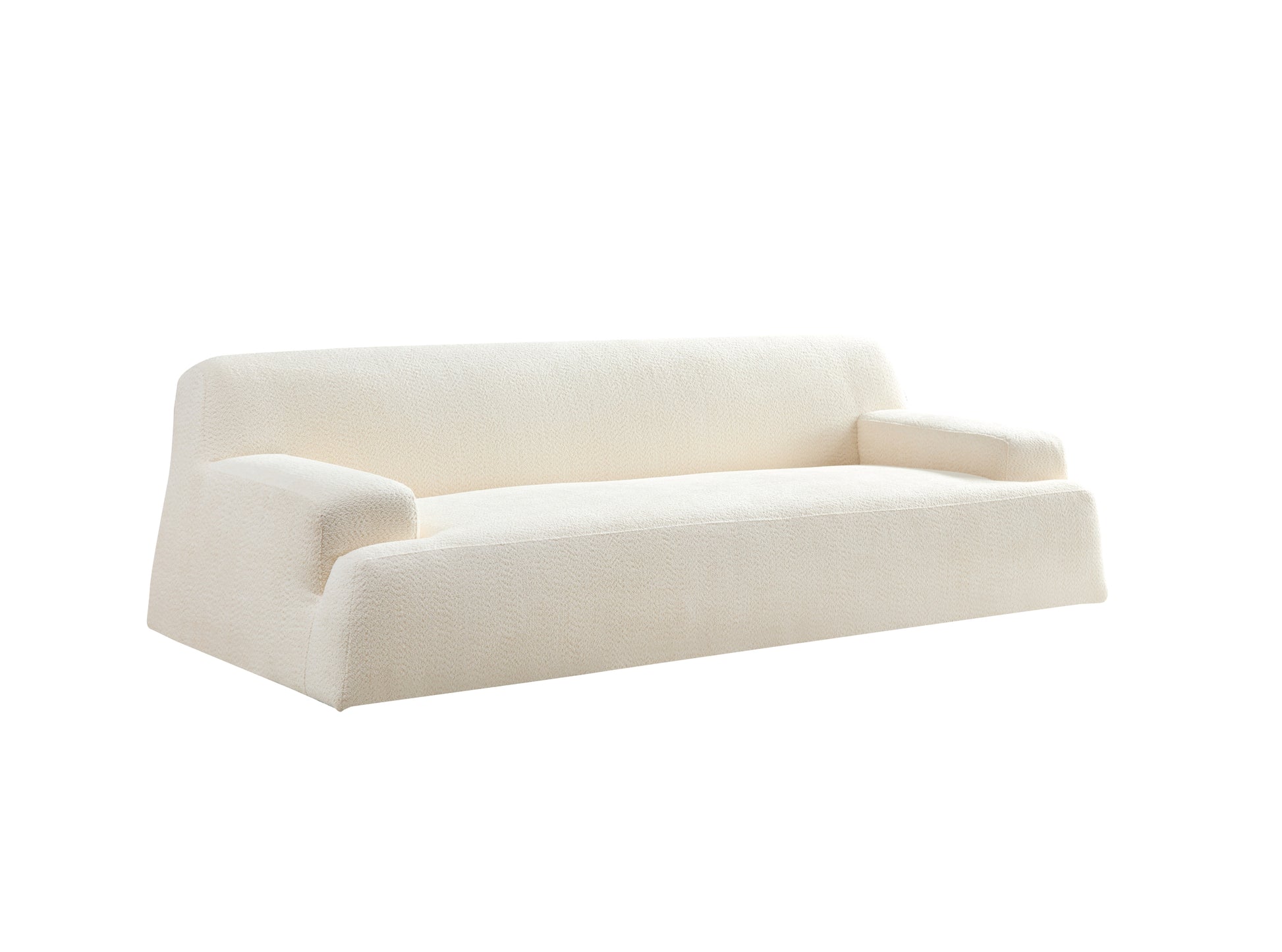 Wks9 White Sofadurable Fabric, Solid Wood Frame, High Density Sponge Filler White Fabric 3 Seat