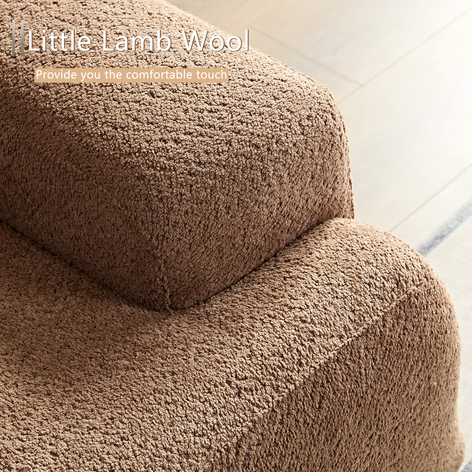 Wks9 Camel Sofa, Modern Simplicity, Durable Fabric, Solid Wood Frame, High Density Sponge Filler Camel Fabric
