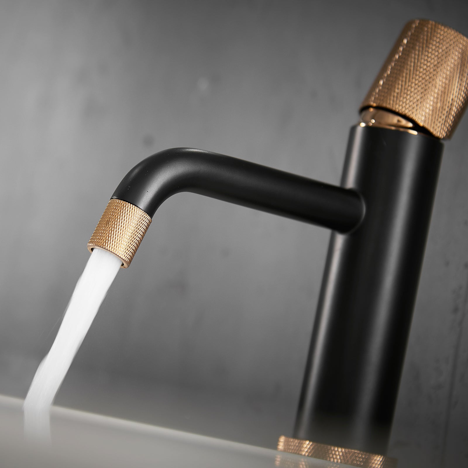 Faucets,Gold Rose Faucet Brass Bathroom Basin Faucet Knurling Design Deck Mounted Water Mixer Tap Bathroom Joystick Geometric One Black Gold Side Sprayer Deck Mounted Cartridge Valve Single Hole