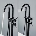 Single Handle Freestanding Tub Filler Floor Mount Bathtub Faucet With Handheld Shower Black Bathroom Joystick Claw Foot Tub Faucets Curved Two Black Pull Out Floor Mounted Cartridge Valve Single Hole Faucets Matte Black Antique,Classic 1 Hole Faucets